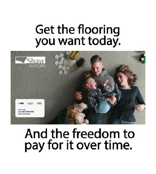 Wells Fargo advert having a happy family as focus in Howard Carpenter Floor Covering in Danville KY
