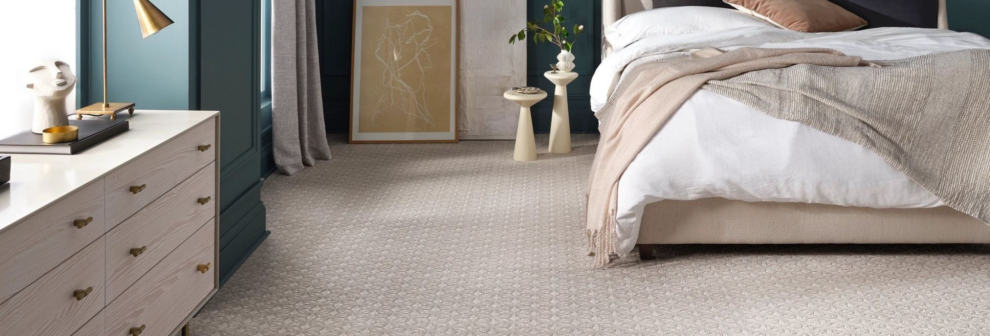 Bedroom with beige carpet floor Howard Carpenter Floor Covering in Danville KY